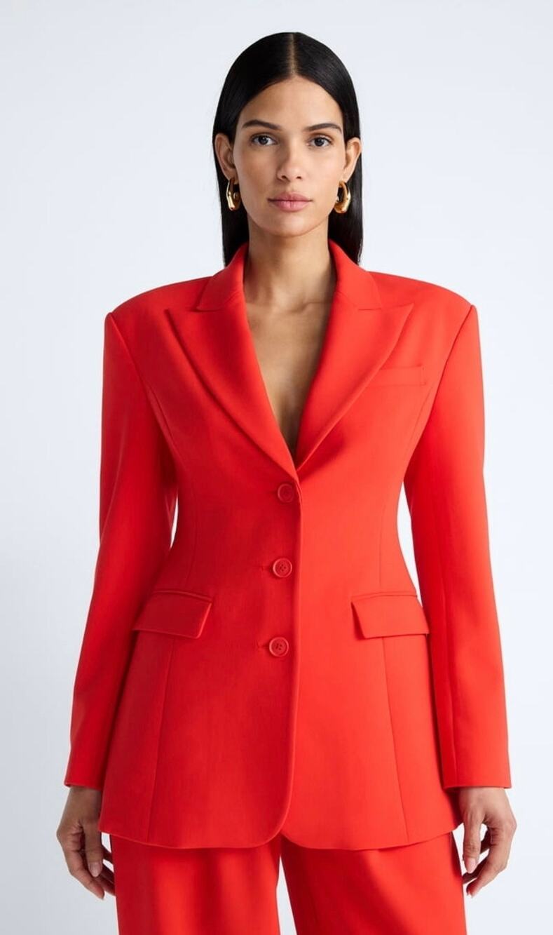 Devil Wears Prada Scoop Collection Women's Single Breasted Blazer Flame Red Med